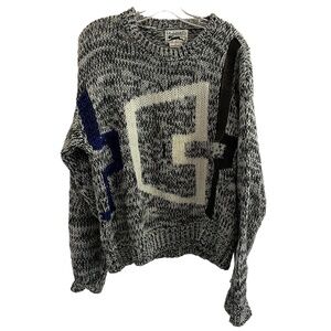 Vintage LE TIGRE Sweater Coogi Style Cosby Men's Large Leather Acrylic